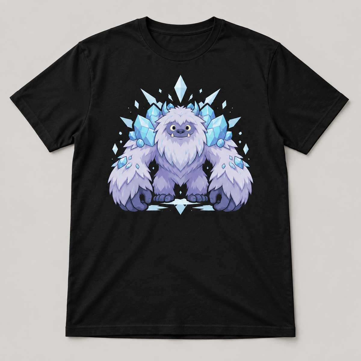 Crystal Yeti Graphic T-Shirt – Black, original monster front graphic digital mockup