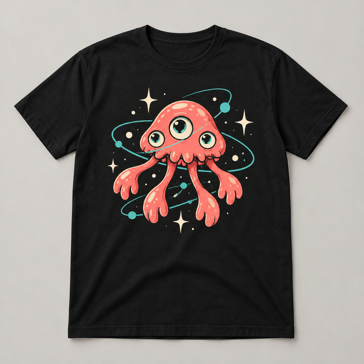 Orbit Blob Graphic T-Shirt – Black, original monster front graphic digital mockup