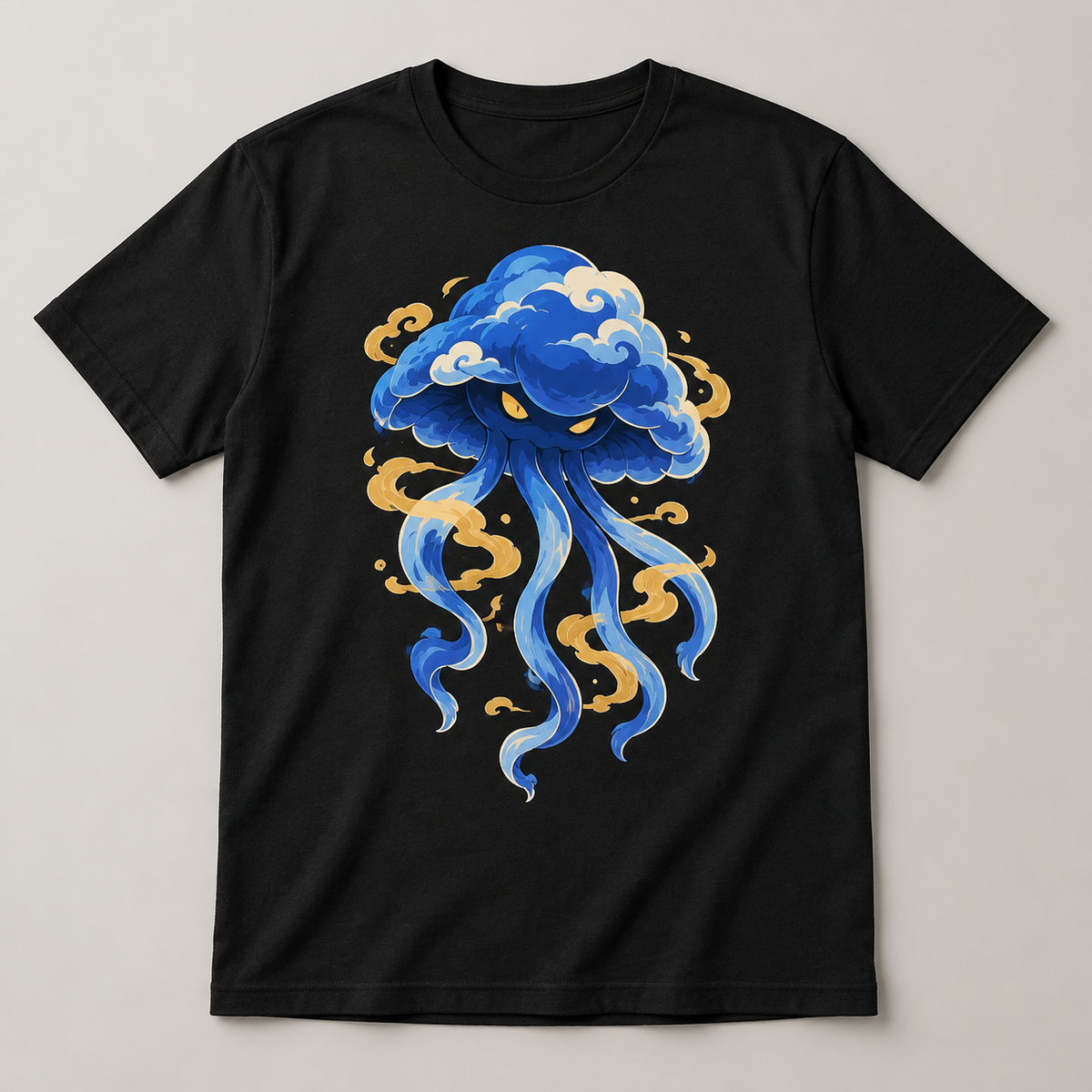 Storm Jelly Graphic T-Shirt – Black, original monster front graphic digital mockup
